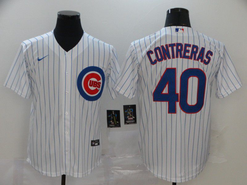 Men Chicago Cubs #40 Contreras White Game Nike MLB Jerseys